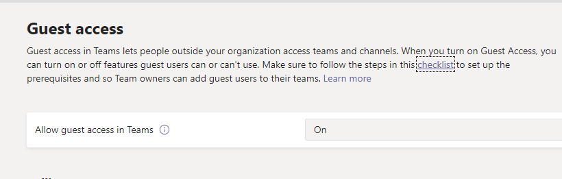 Impostazione del Guest Access sul portale amministrativo di Microsoft Teams