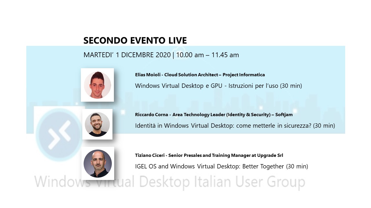 Locandina evento Windows Virtual Desktop Meetup 1 Dicembre 2020