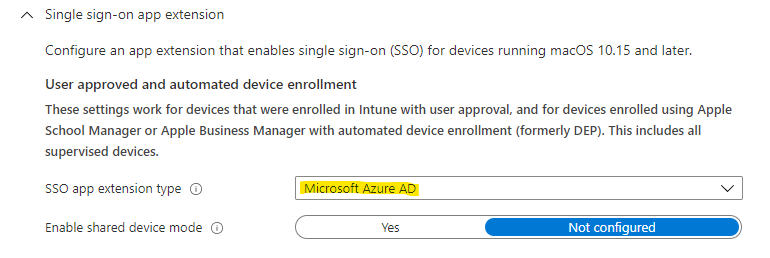 Azure AD Single Sign-On Extension macOs