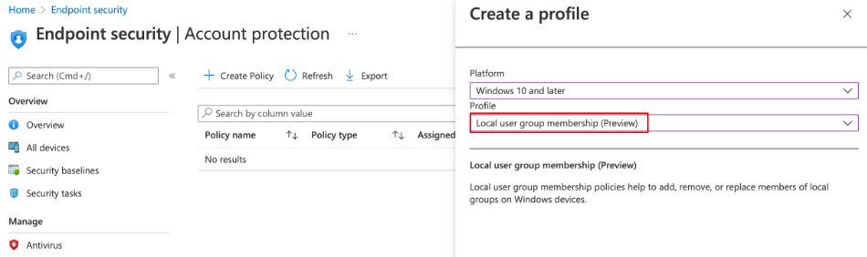 Intune Account protection blade