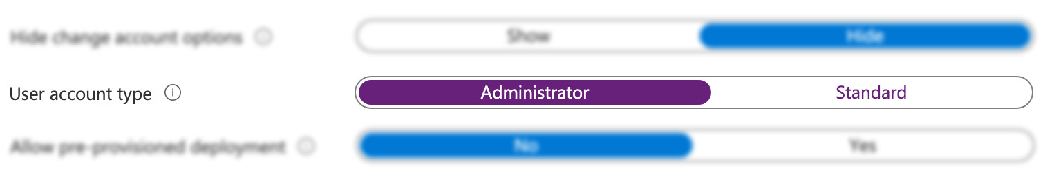User account type setting: Administrator