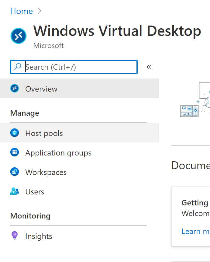 Azure Virtual Desktop Host Pools blade