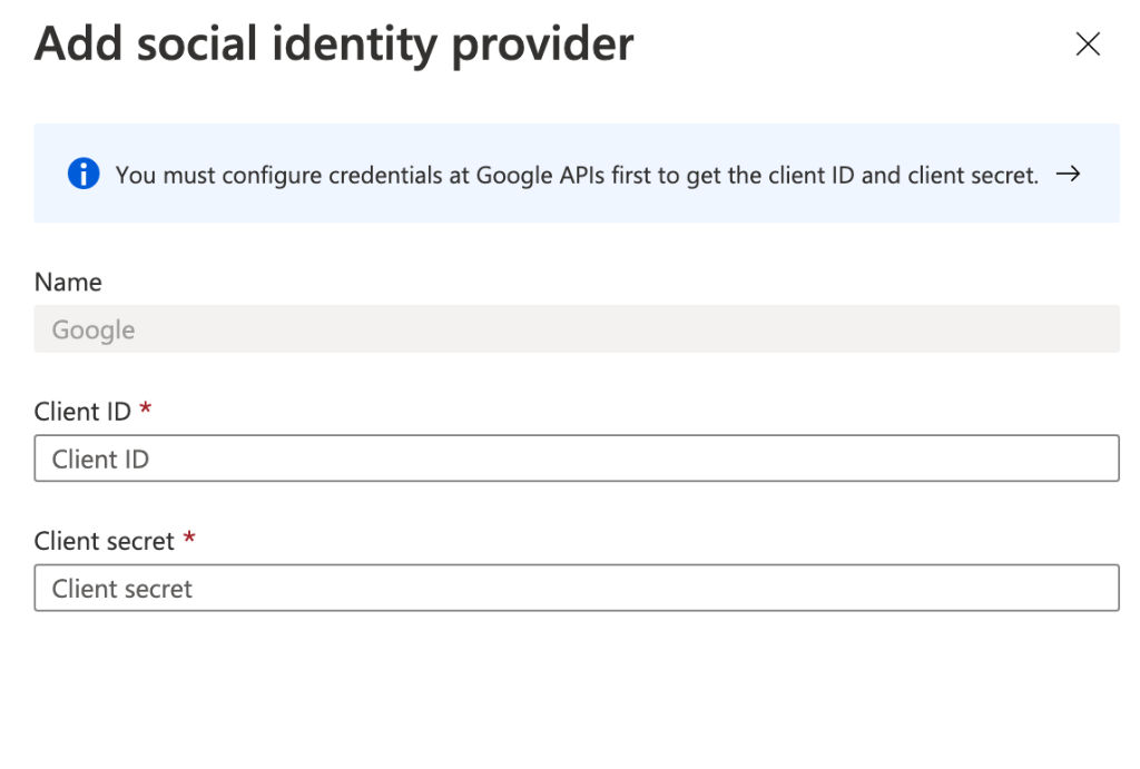 Aggiungere Google come Identity Provider