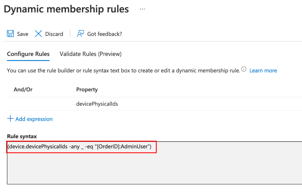 Azure AD Dynamic Group query