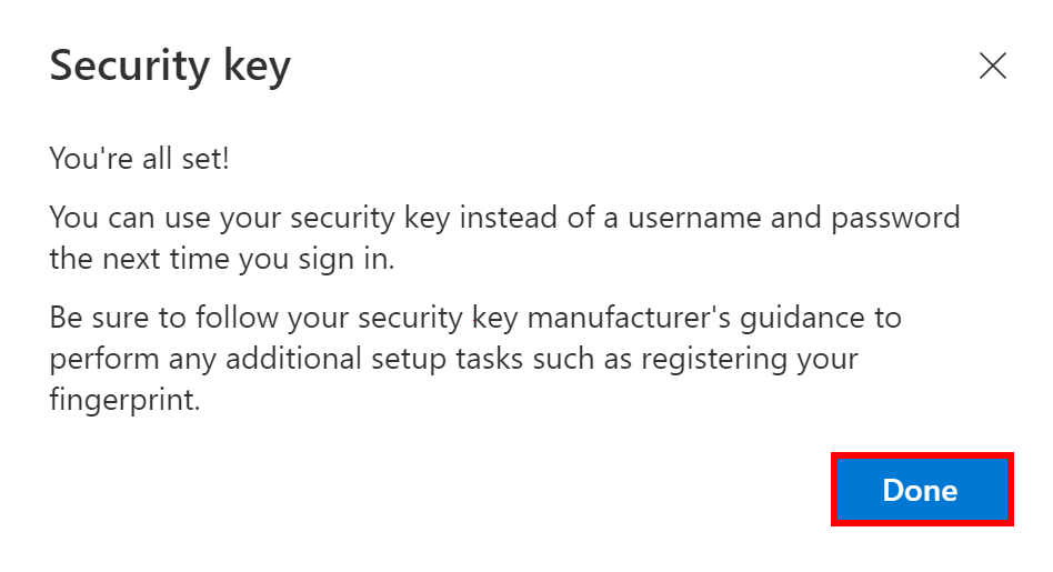 Setup security key finito