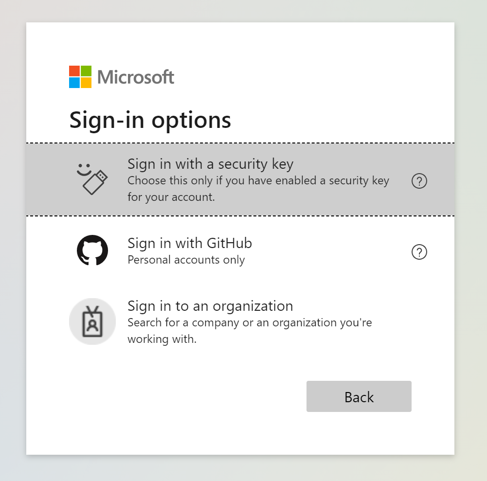 Sign-in options Microsoft 365 - 2