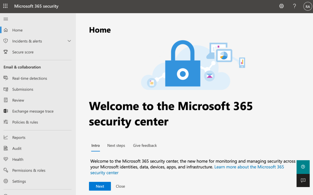 Portale security.microsoft.com