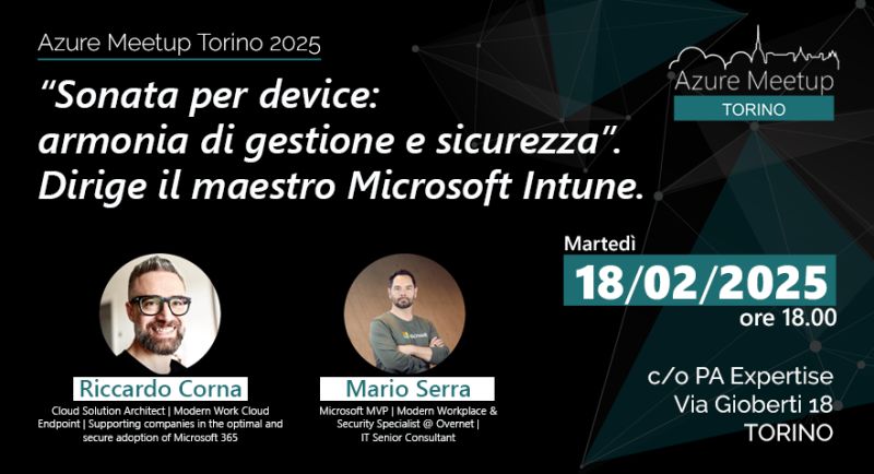 Locandina Azure Meetup Torino 18 Febbraio 2025