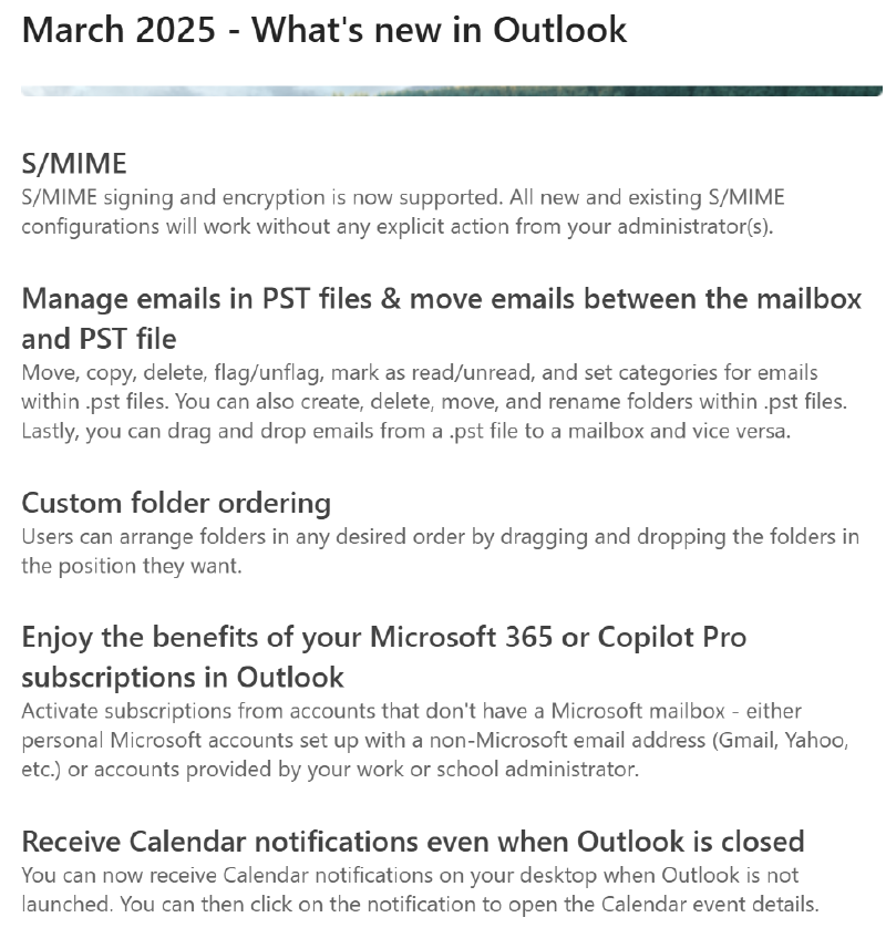 Featured image of post Novità in Outlook Marzo 2025